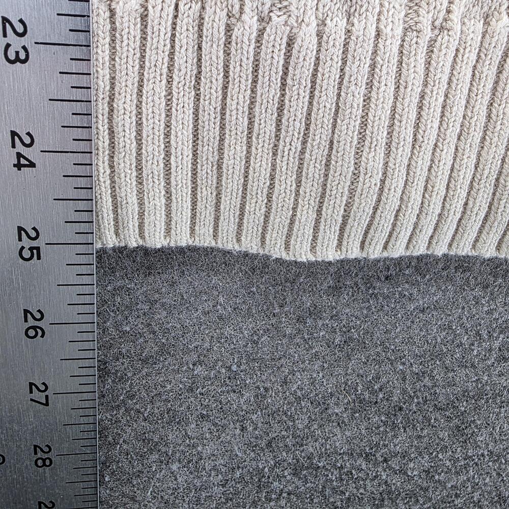 Hollister Sweater Pullover Womens L Beige Cable-Knit V-Neck Logo Slim Fit - Picture 5 of 7